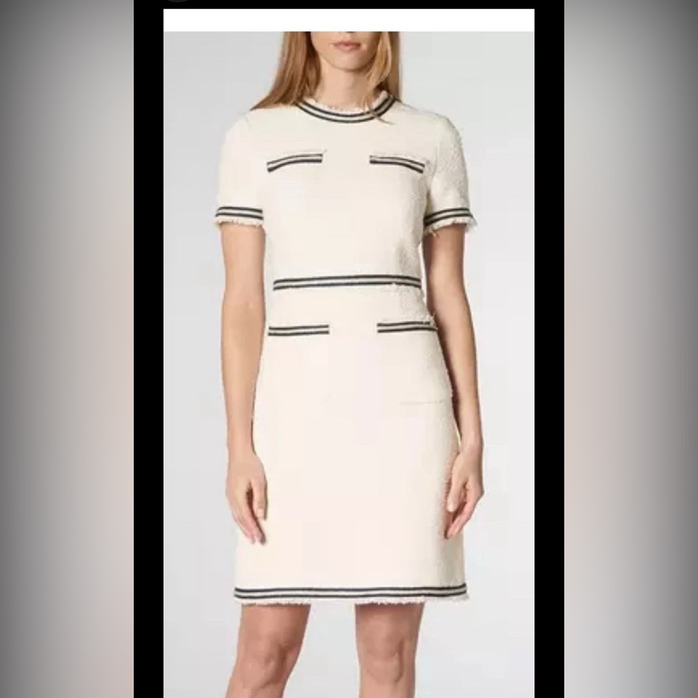 LK BENNETT London Cream Navy Susanna Dress Women's US 18